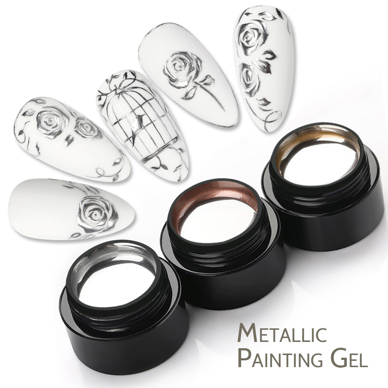 Nail Art Chrome - BORN PRETTY 5 ミリリットルスーパーシルバーメタリックジェルネイルポリッシュミラー金属効果塗装ジェルクロームワニス半永久ネイル DIY