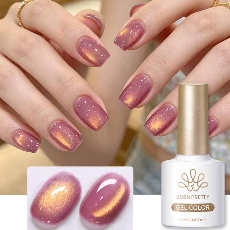 Nail Art Rose Gold - BORN PRETTY 10ml スカーレットジェイドカラー キャットマグネティックジェルネイルポリッシュ ローズゴールドライト