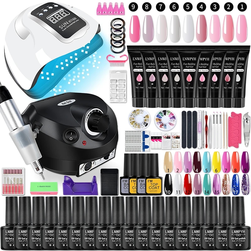 Polygel Nail Kit - ジェルネイルポリッシュセットポリネイルジェルキットネイルランプ付き半永久ジェルワニスセットプロフェッショナルネイルアートツールキットマニキュアセット