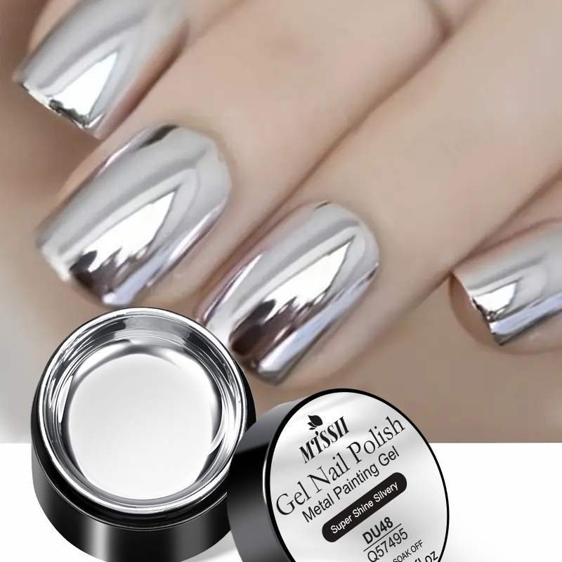 Nail Art Chrome - Mttssii 8 ミリリットルスーパーシルバーメタリックペイントジェルネイルポリッシュミラーメタル効果クロームワニス半永久ネイルアート DIY 用