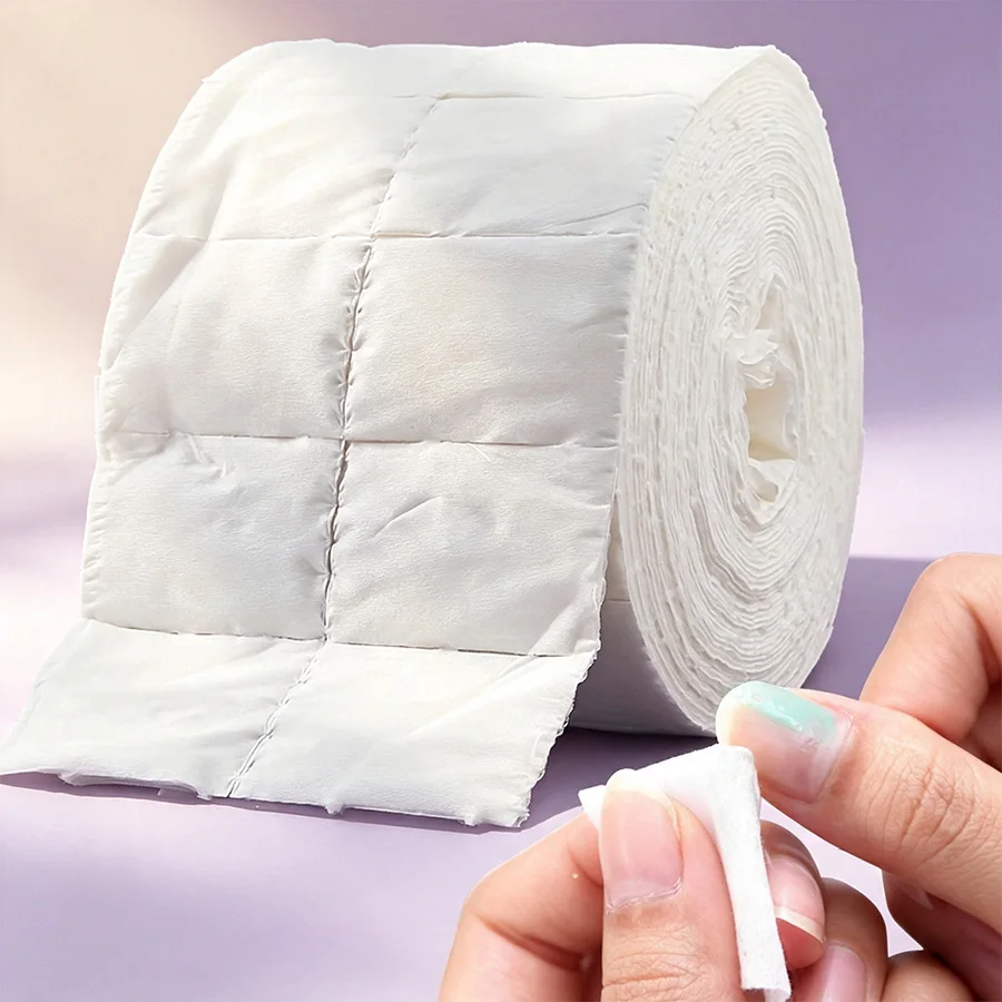 Nail Art Remover - 300/500枚入りロールタイプ糸くずの出ないコットンネイルワイプ、使い捨てジェルポリッシュメイク落としパッド、マニキュアサロン用化粧品クリーニングペーパー