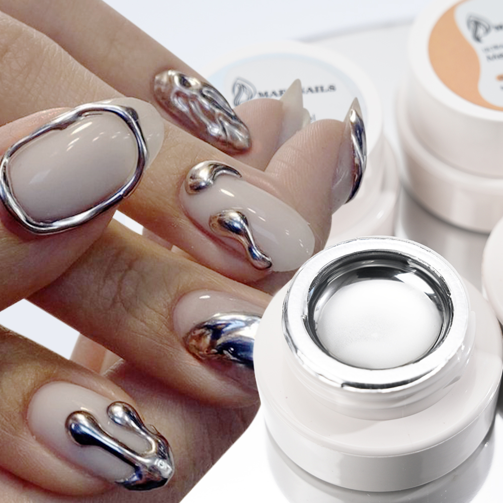 Nail Art Chrome - ミラーメタリックマニキュアジェル半永久ワニスミラークローム効果シルバー塗装 UV ジェルネイルアートデコレーション 5 ミリリットル