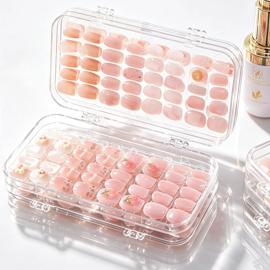 Nail Art Viral - クリア折りたたみ式プレスオンネイル収納ボックス、防塵ネイルチップディスプレイオーガナイザーケース（サロン＆DIYネイルデザイン用）
