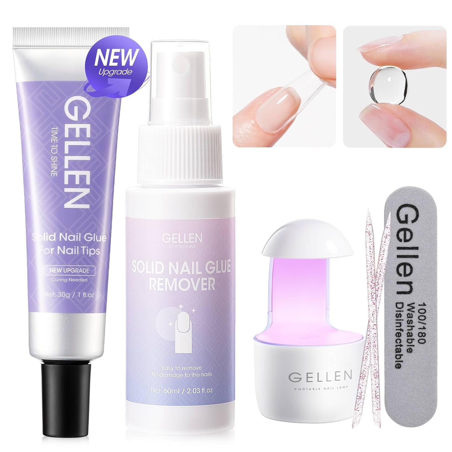 Polygel Nail Kit - GELLEN 30g ポリジェルネイルグルー ソリッドジェル接着剤キット 付け爪用リムーバー アクリルネイルチップ用