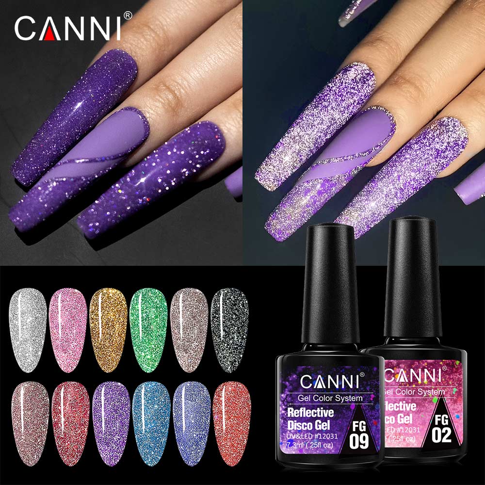 Nail Art Rainbow - Canni 反射ジェル明るい効果パーティーシャイニングレインボーキャットアイネイルジェルポリッシュ 7.3 ミリリットル半永久グリッターレーザーネイルラッカー
