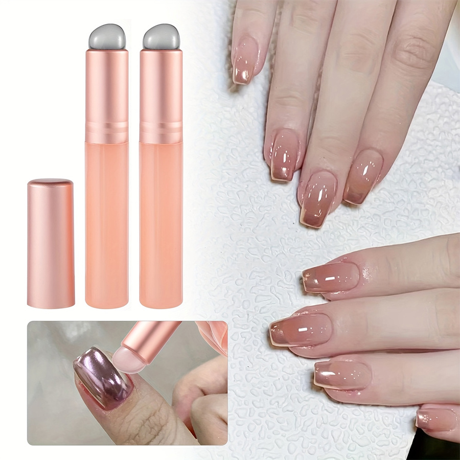 Nail Art Chrome - 1/2/3個入りシリコンネイルブラシ、再利用可能なクロムアプリケーター、ジェル＆フレンチネイルアートツール用オンブレネイルブラシ