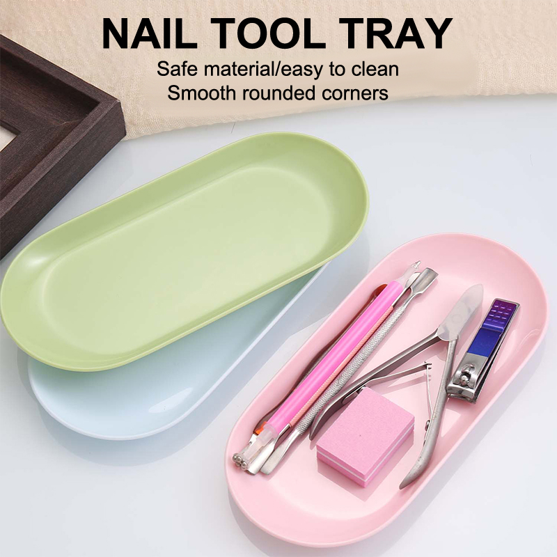Nail Art Oval - プラスチック製化粧品収納トレイ ネイルアート用品プレート ネイルアートトレイ オーバルマニキュアピンセット収納トレイ フェイクネイルトレイツール