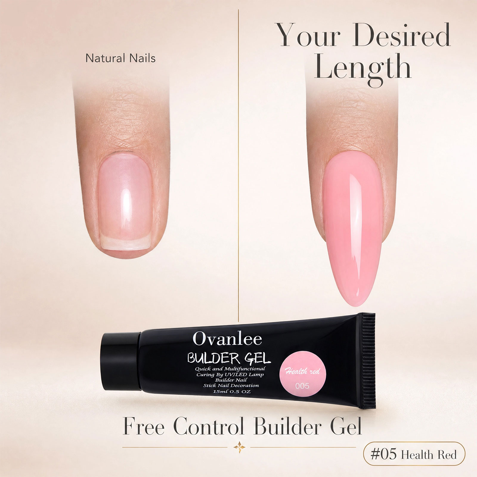 Polygel Nail Kit - オバンリー 12色ポリジェルネイルキット – 15ml ヌードピンククリア、フォーム不要、ソークオフUV/LEDハードジェル、DIY用