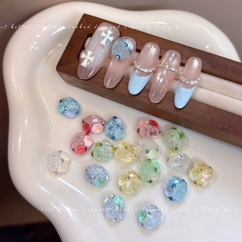 Nail Art Viral - 3個入り ノンワイプ ウォータードロップルートップコート ネイルジェルポリッシュ クリア 3Dクリスタルメッキ