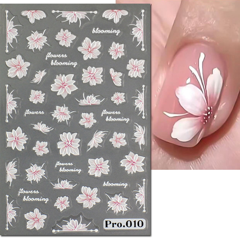 Nail Art Rose Gold - エンボス加工されたネイルアートステッカー,ピンクの花,粘着性のスライダー,マニキュアチップの装飾,5D