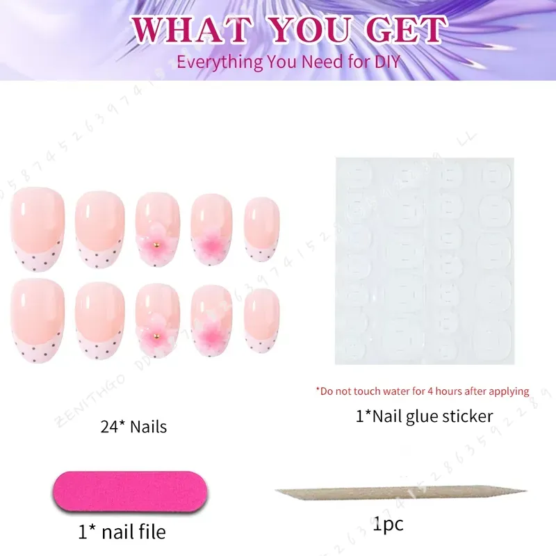 24個入りショートオーバル3Dジェルネイルチップ、フラワーネ - Nail Art Oval のレビューと価格