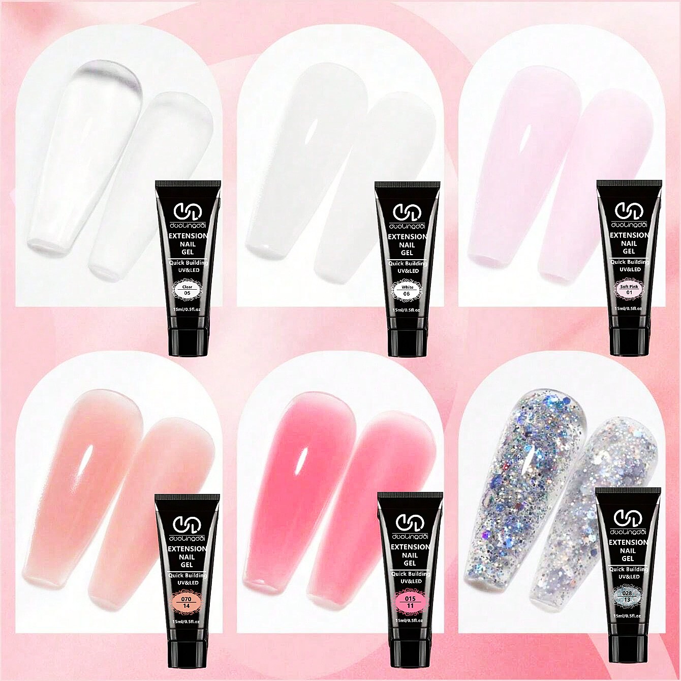 6色ポリエクステンションジェルネイルキット ヌードピンクブラ - Polygel Nail Kit のレビューと価格