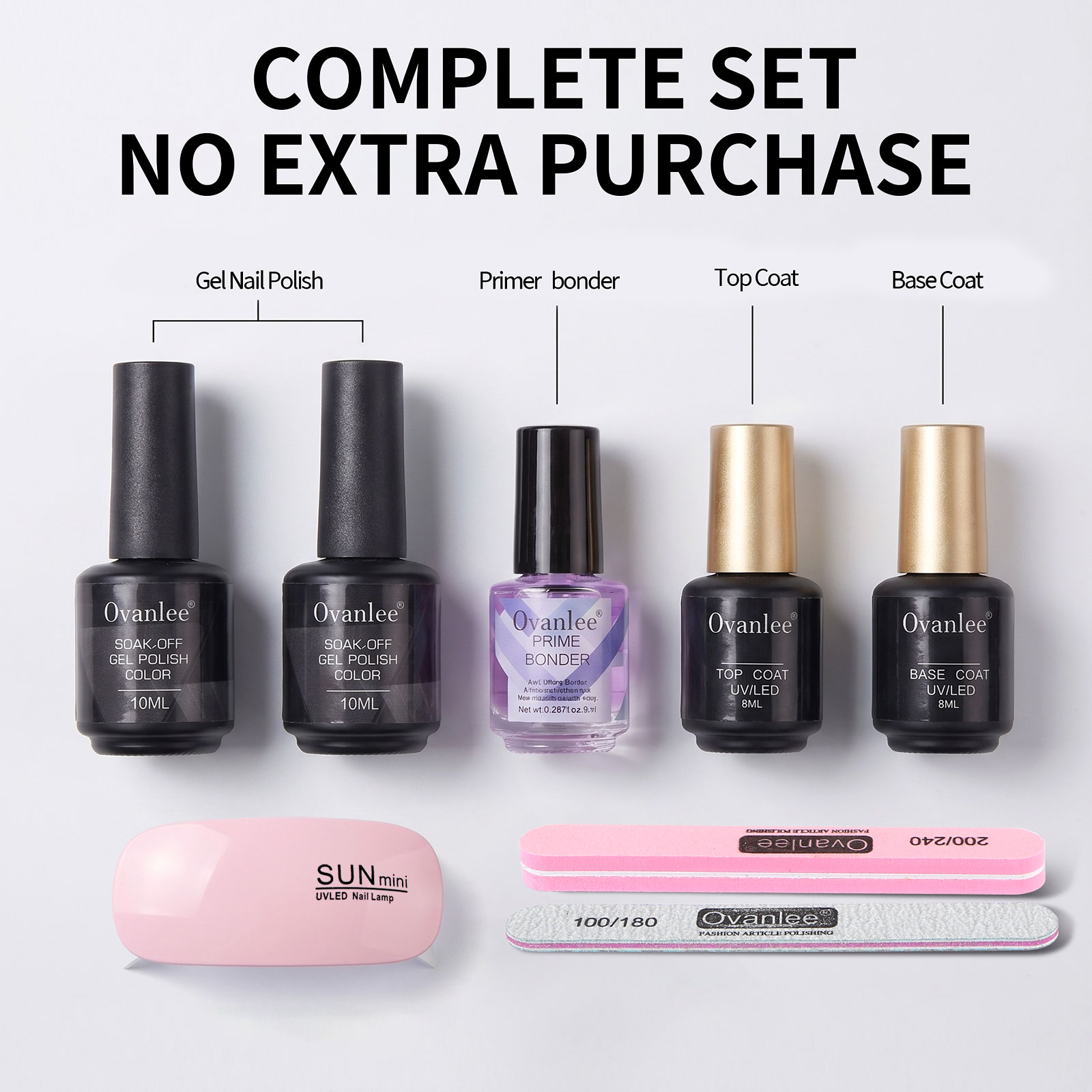 オバンリー5点セットUVジェルポリッシュキット（ミニランプ付 - Nail Art Full Color のレビューと価格