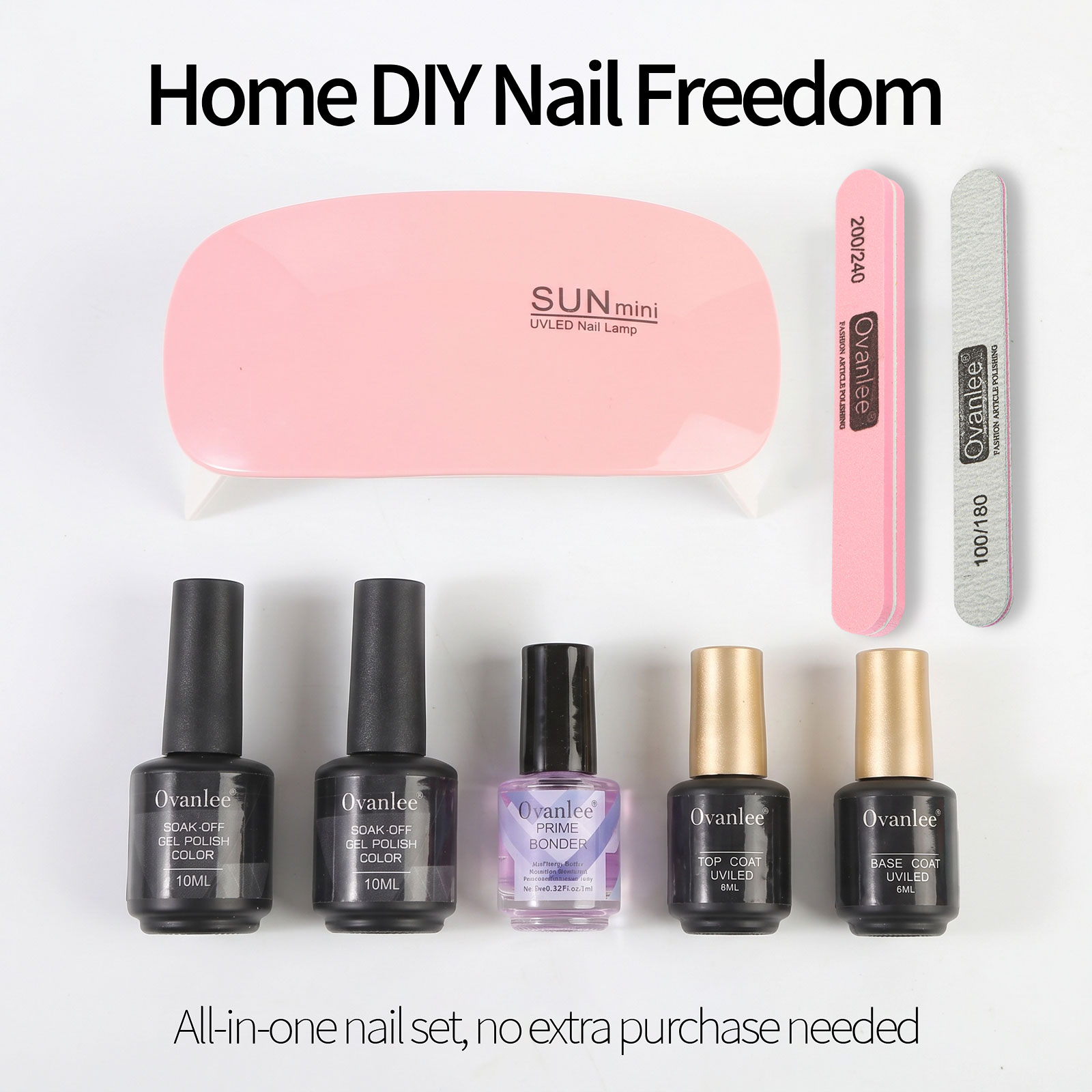 オバンリー5点セットUVジェルポリッシュキット（ミニランプ付 - Nail Art Full Color のレビューと価格