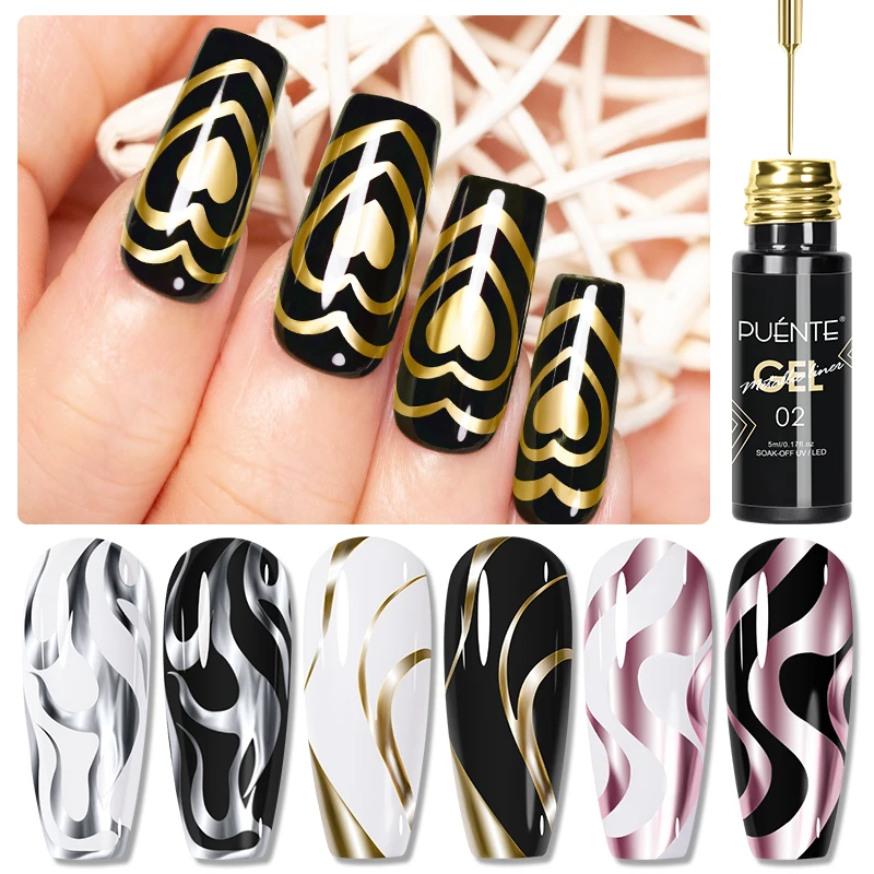 5 ミリリットルゴールデン銀色メタリック塗装ライナージェルポ - Nail Art Chrome のレビューと価格