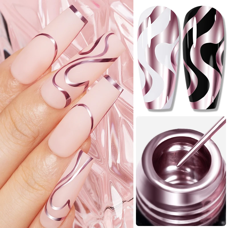 5 ミリリットルゴールデン銀色メタリック塗装ライナージェルポ - Nail Art Chrome のレビューと価格