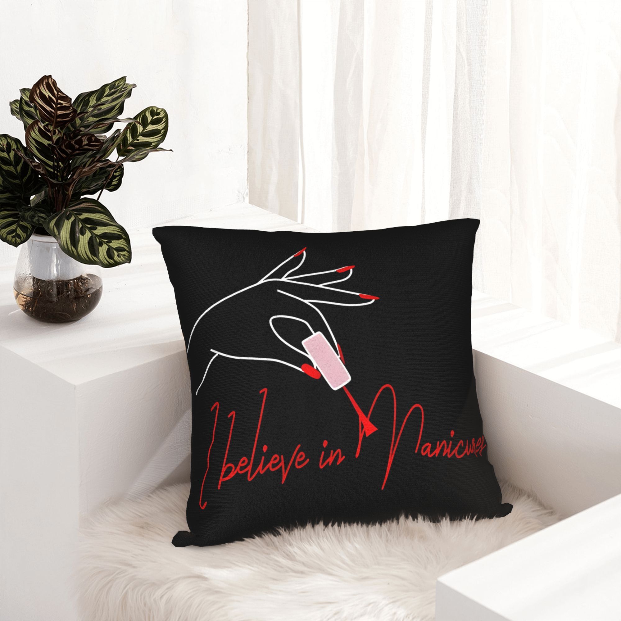 面白いマニキュアネイルアート枕カバー、「I Believe  - Nail Art Quotes Funny のレビューと価格