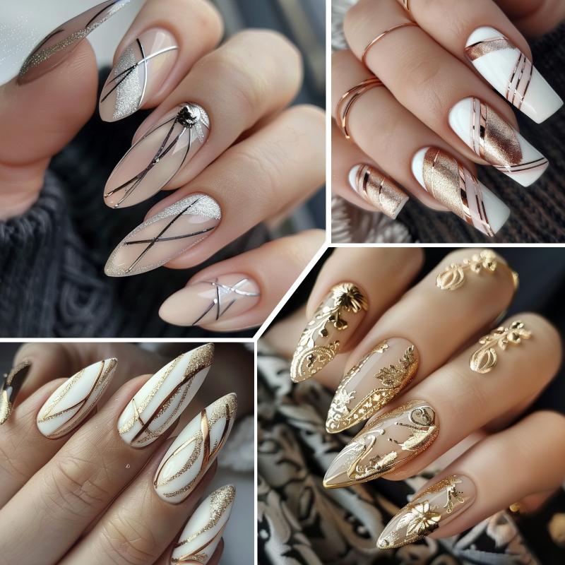 ゴールドシルバーメタリックライナージェルネイルポリッシュクロ - Nail Art Chrome のレビューと価格