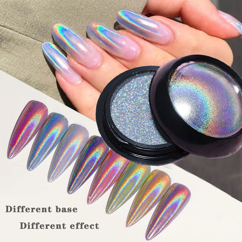 6 色クロームレーザーネイルパウダーホログラフィックミラーグ - Nail Art Chrome のレビューと価格