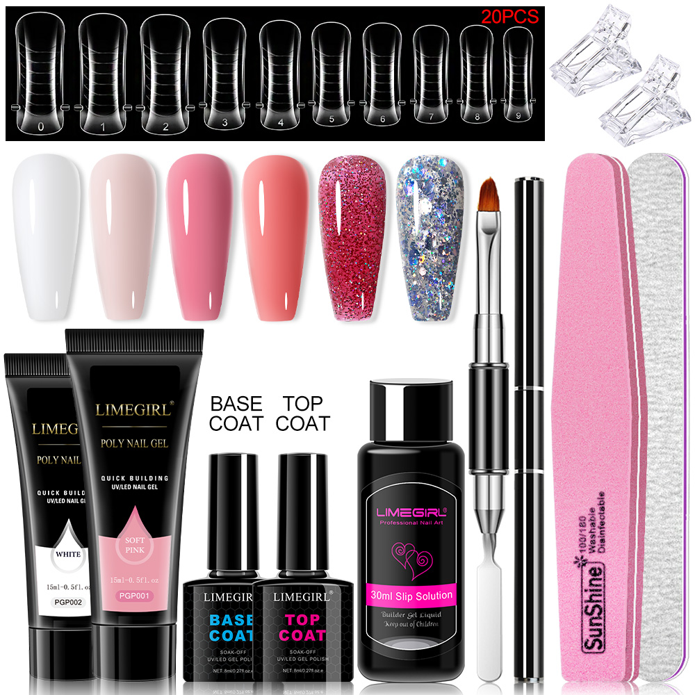 エクステンションネイル用ポリネイルジェルセット、長持ち、自然 - Polygel Nail Kit のレビューと価格