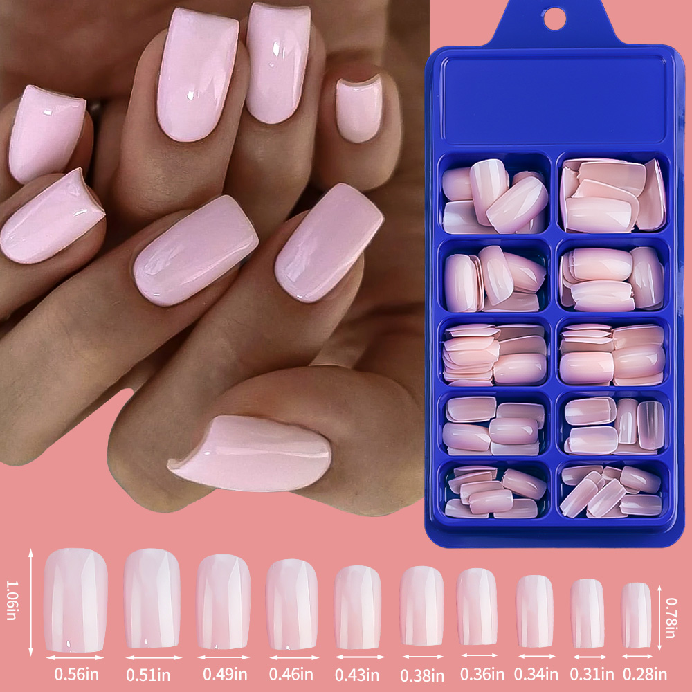 100/120 個ピンクホワイトプレス爪ミディアム台形アクリ - Nail Art Ombre のレビューと価格