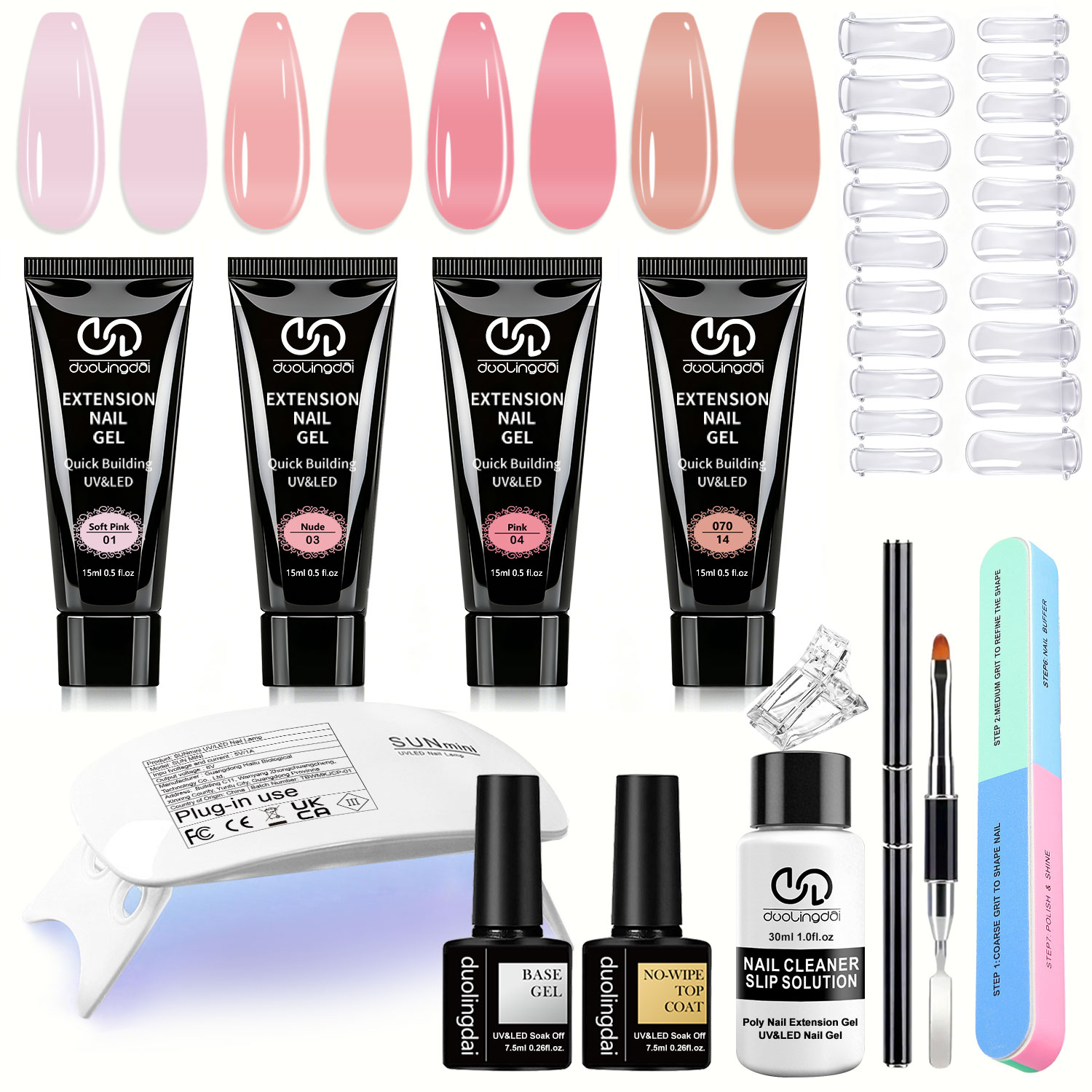 Duolingdai 4色ポリネイルエクステンションジェル+ - Polygel Nail Kit のレビューと価格