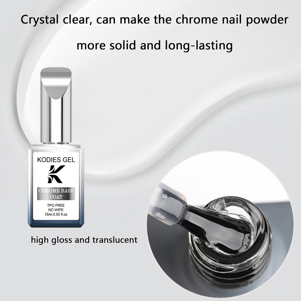 KODIES ジェル クリアクロームベースコート メタリック - Nail Art Chrome のレビューと価格