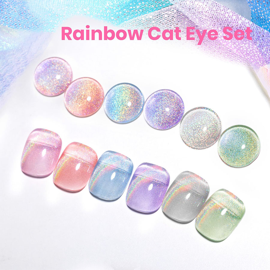 QAZIXU 1/6個入り レインボーキャッツアイジェルネイ - Nail Art Rainbow のレビューと価格