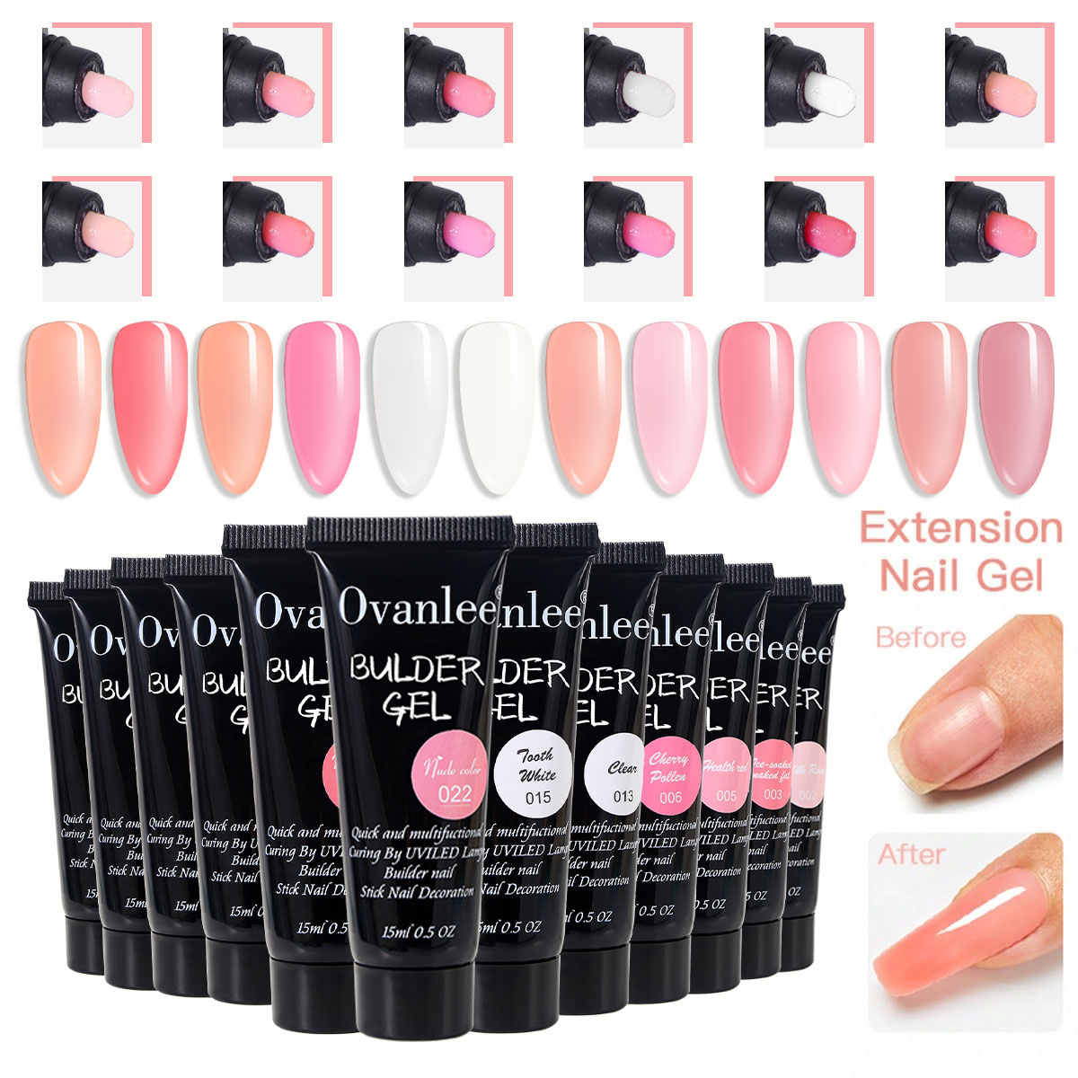 オバンリー 18ピース ネイルビルダージェルキット – フォ - Polygel Nail Kit のレビューと価格