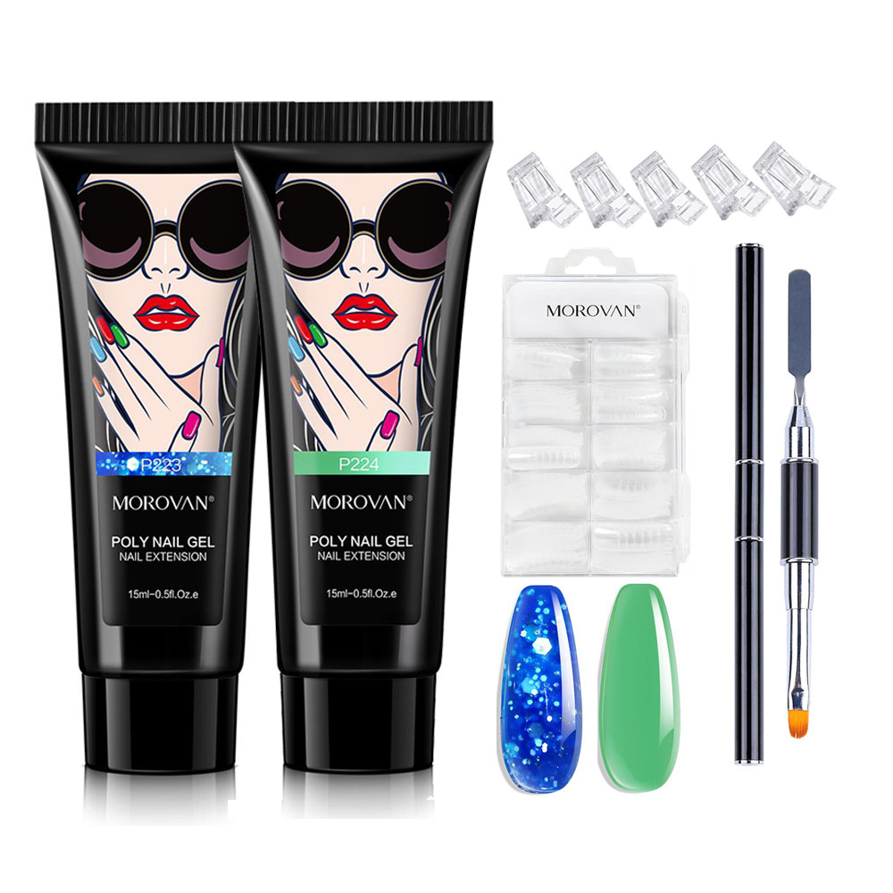 ポリゲルキット,偽のネイルとブラシ,5個のクリップ付きエクス - Polygel Nail Kit のレビューと価格