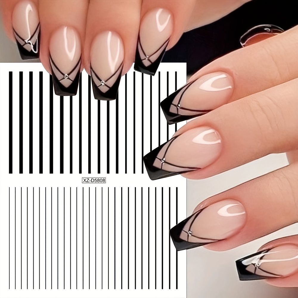 12枚入りの自己粘着性のある光沢のある黒と白のステッカー - - Nail Art Rose Gold のレビューと価格