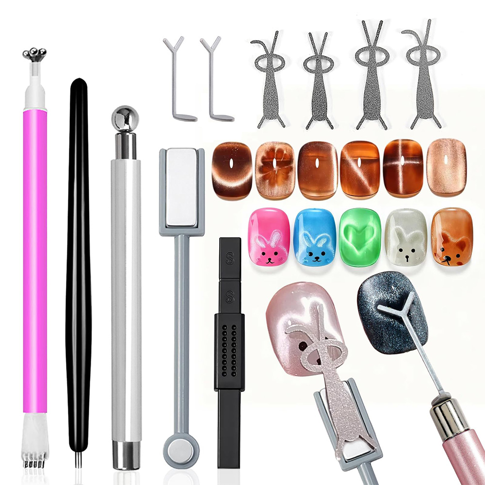 11個入りキャットアイネイルアートマグネットセット、両端磁石 - Nail Art Full Color のレビューと価格