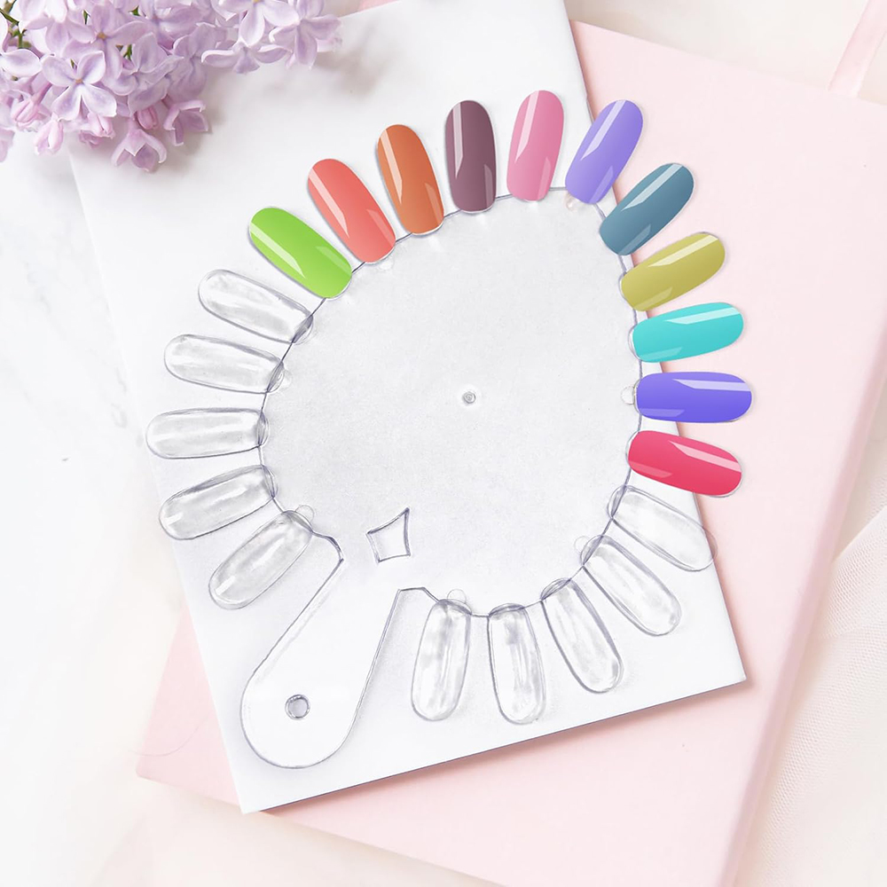 10個入りハート型ネイルカラーチャート、つけ爪付き、ジェルポ - Nail Art Viral のレビューと価格