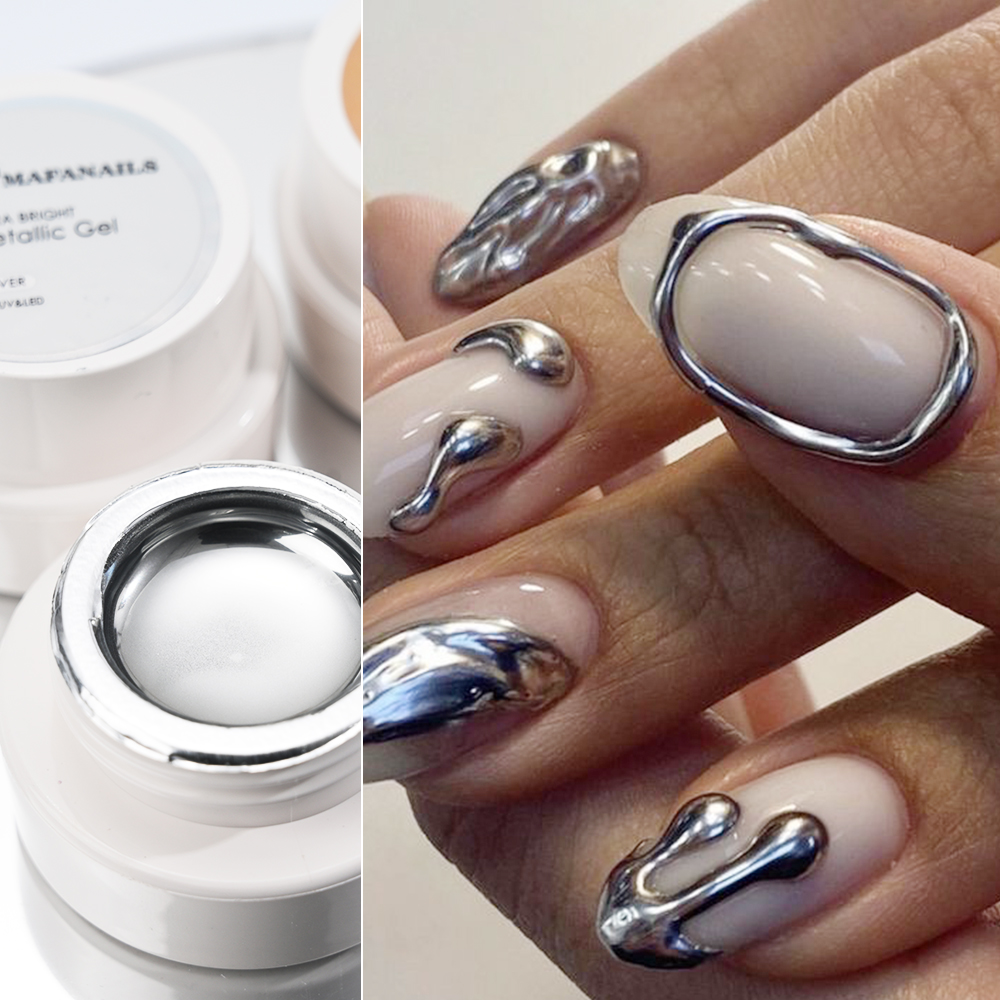 5ml シルバーゴールドメタリックジェルネイルポリッシュ ク - Nail Art Chrome のレビューと価格