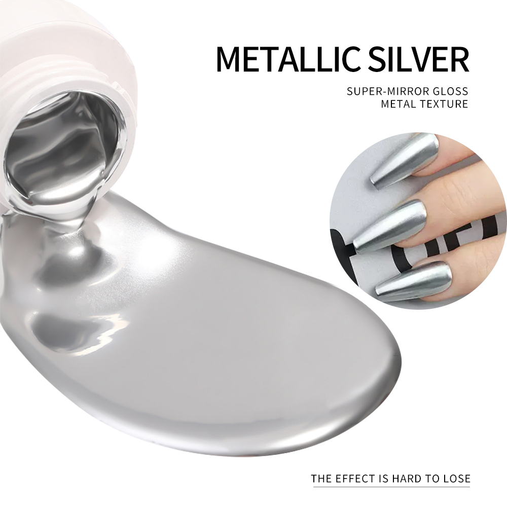 5ml シルバーゴールドメタリックジェルネイルポリッシュ ク - Nail Art Chrome のレビューと価格