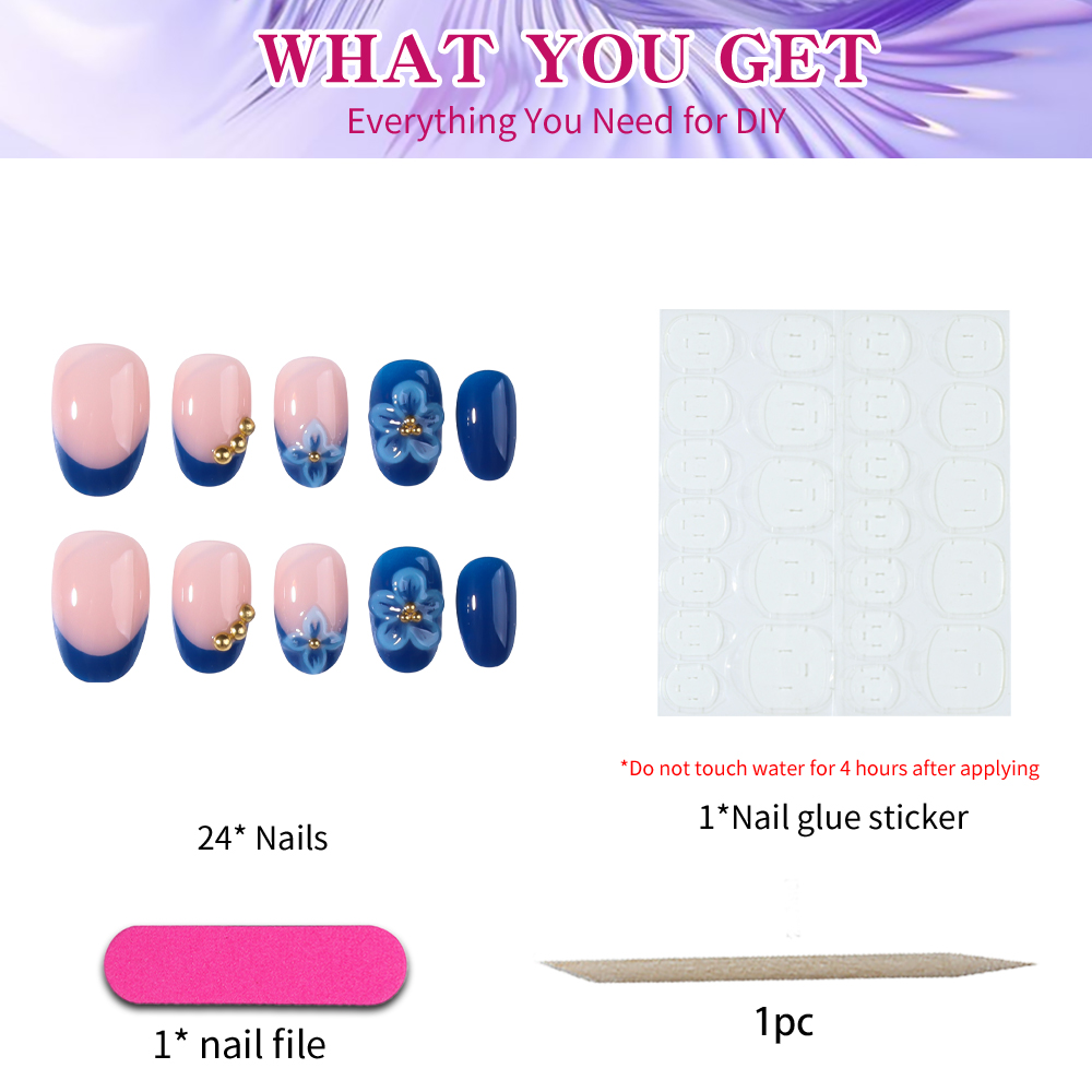 24枚入り ショートオーバル 3Dジェルネイルステッカー、フ - Nail Art Oval のレビューと価格