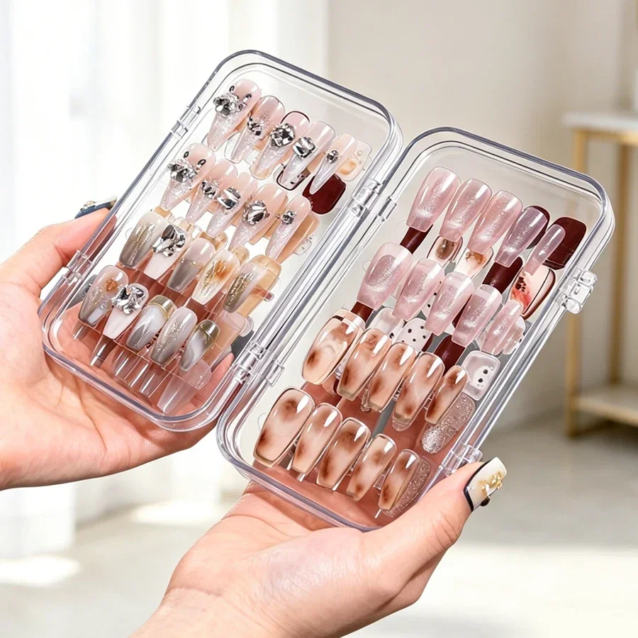 クリア折りたたみ式プレスオンネイル収納ボックス、防塵ネイルチ - Nail Art Viral のレビューと価格