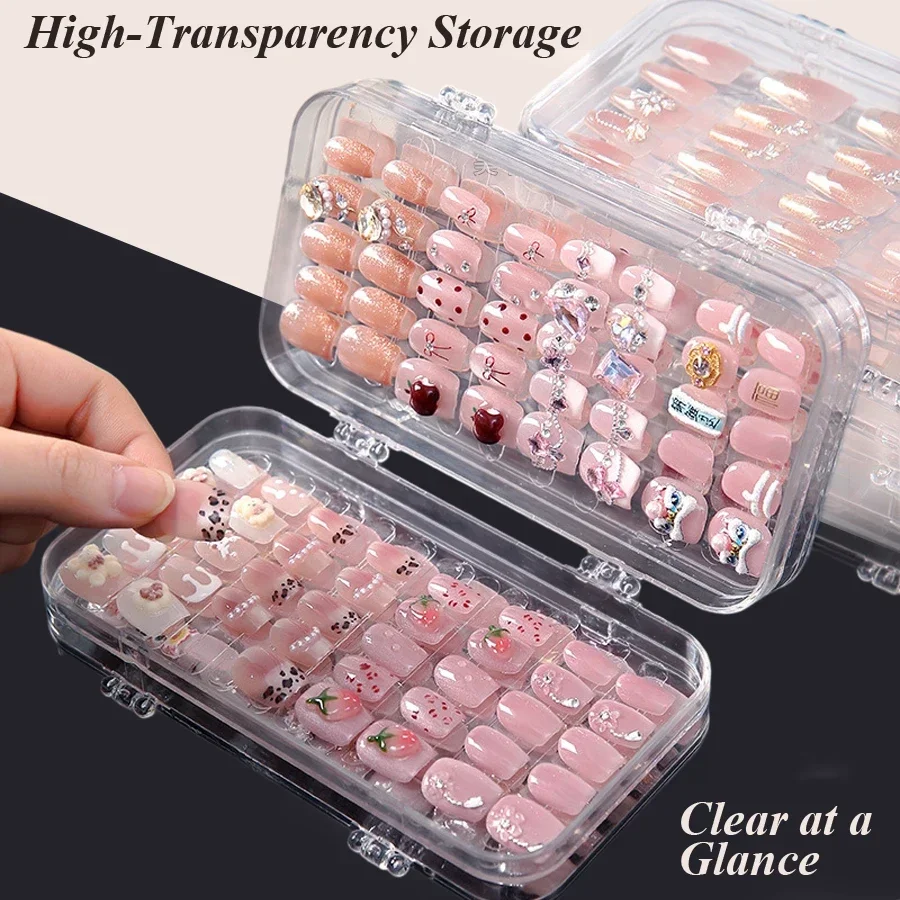 クリア折りたたみ式プレスオンネイル収納ボックス、防塵ネイルチ - Nail Art Viral のレビューと価格