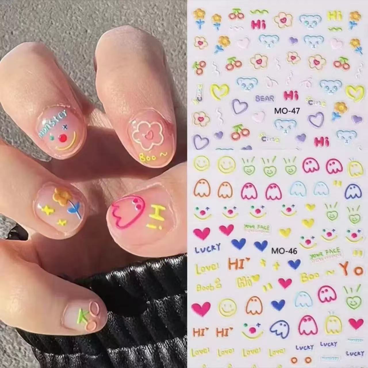 ウイルス漫画動物ネイルアートステッカー 1 個 3D エンボ - Nail Art Viral のレビューと価格