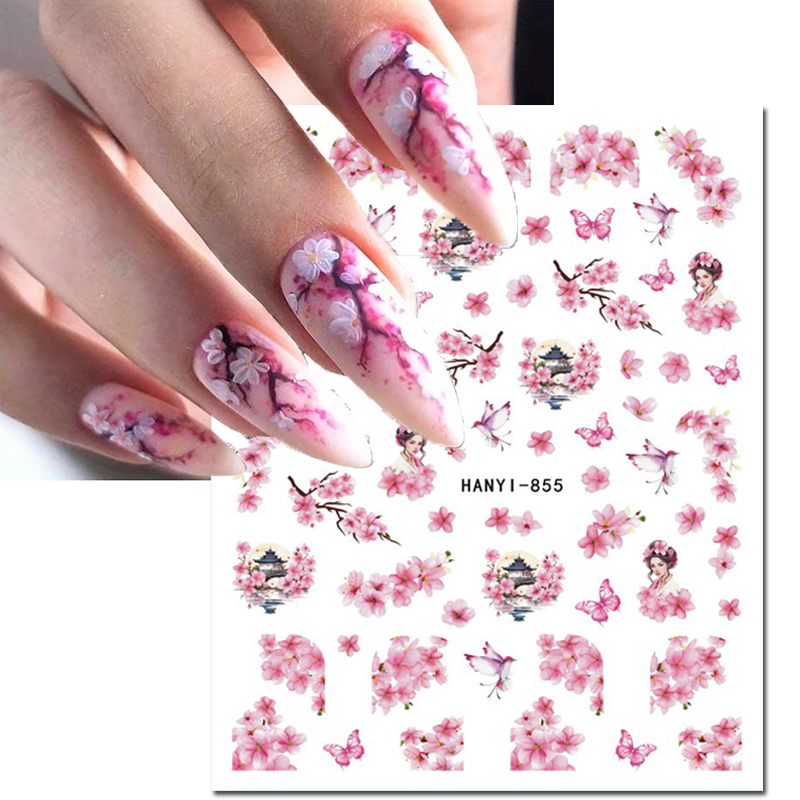 3d ネイルアートデカール桜ピンク桜の花蝶黒鳥スライダーステ - Nail Art Rose Gold のレビューと価格