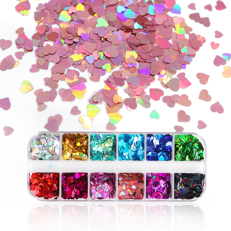 混合色の蛍光蝶キラキラまつげ延長アクセサリーネイルアートグリ - Nail Art Ombre のレビューと価格