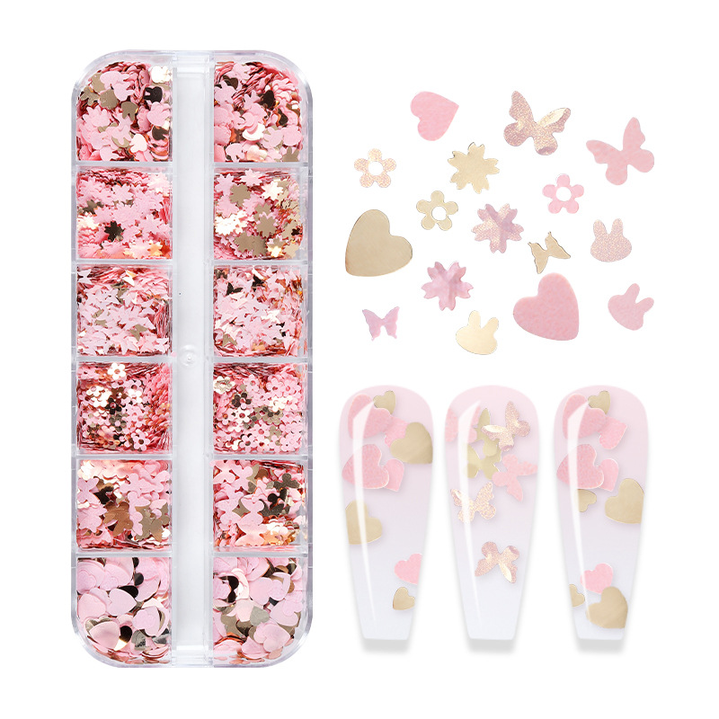 混合色の蛍光蝶キラキラまつげ延長アクセサリーネイルアートグリ - Nail Art Ombre のレビューと価格