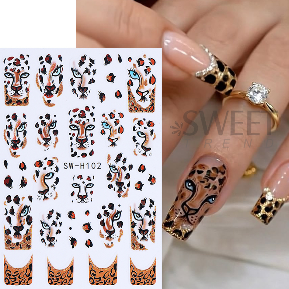2 個ヒョウ柄ネイルステッカー自己粘着ゴールドヒョウ五芒星パ - Nail Art Rose Gold のレビューと価格