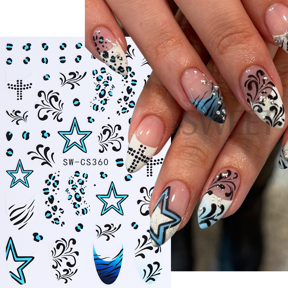 2 個ヒョウ柄ネイルステッカー自己粘着ゴールドヒョウ五芒星パ - Nail Art Rose Gold のレビューと価格