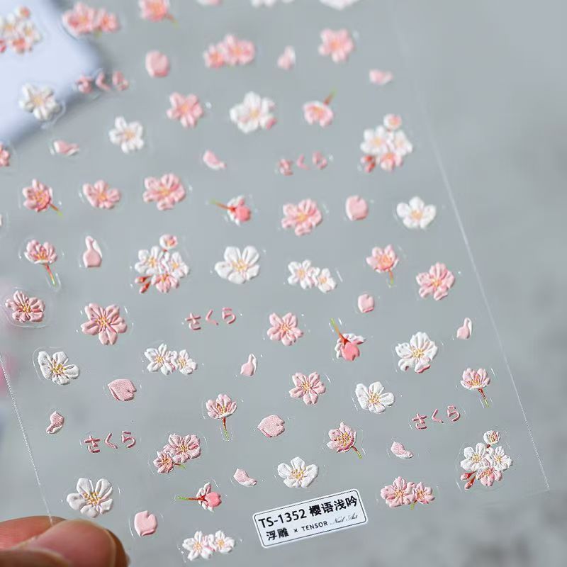ウイルス状花柄蜂ネイルアートステッカー 1枚入り 3Dレリー - Nail Art Viral のレビューと価格