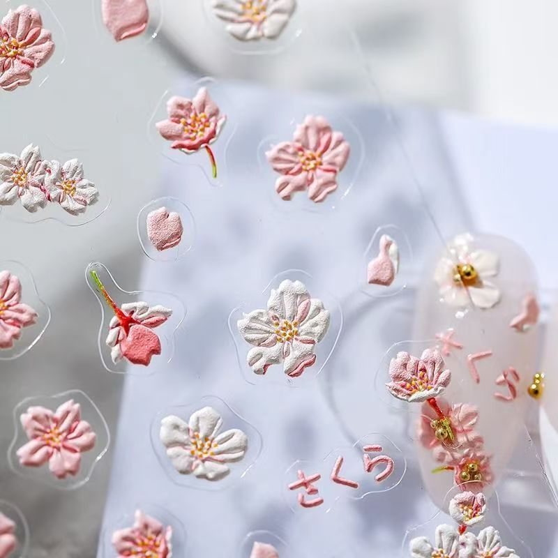 ウイルス状花柄蜂ネイルアートステッカー 1枚入り 3Dレリー - Nail Art Viral のレビューと価格