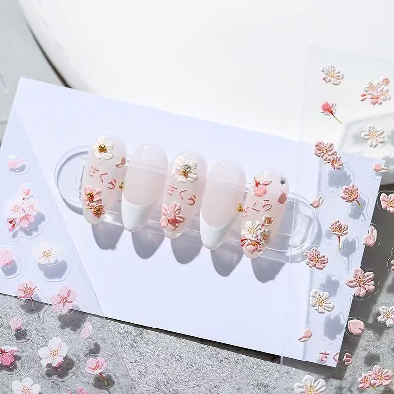 ウイルス状花柄蜂ネイルアートステッカー 1枚入り 3Dレリー - Nail Art Viral のレビューと価格
