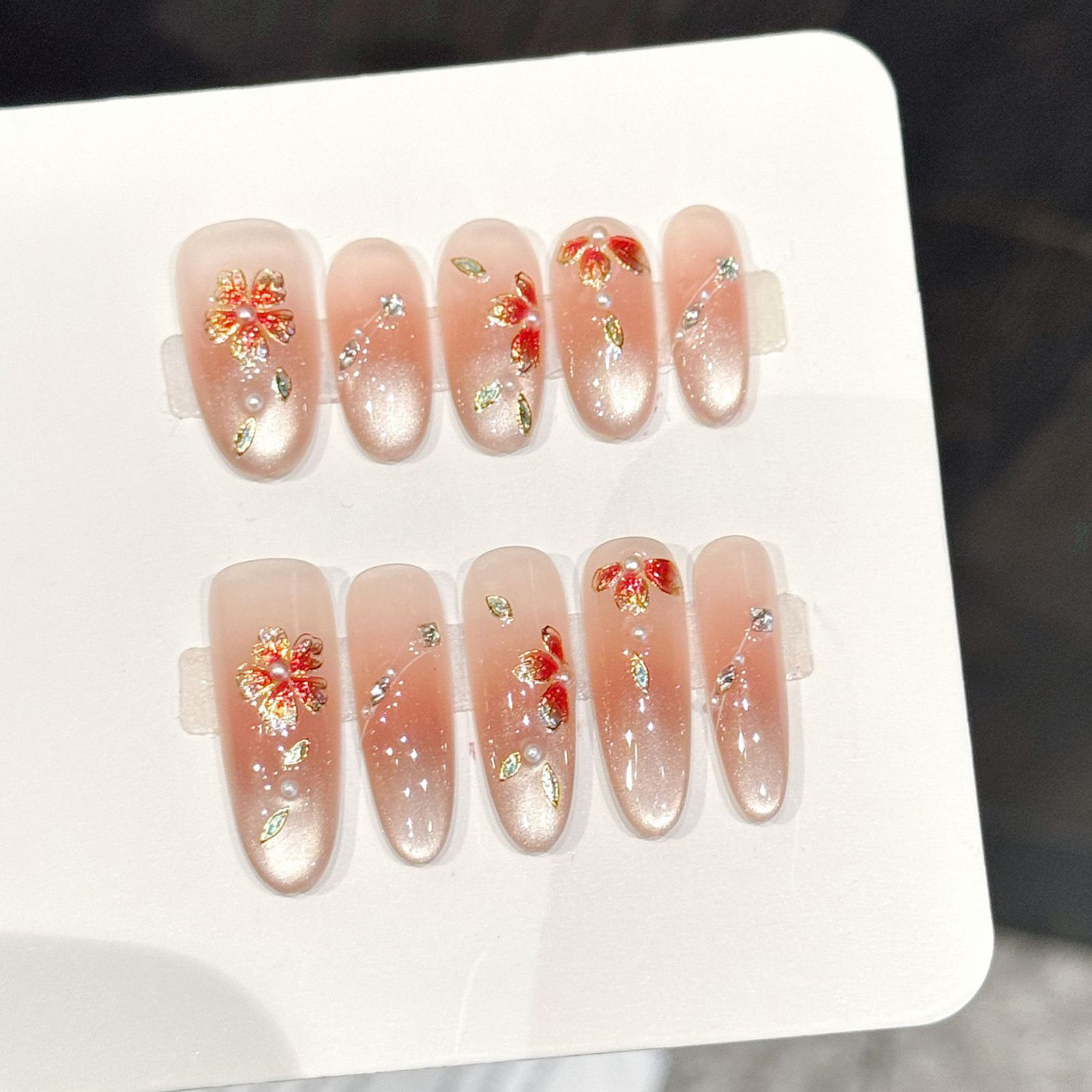 10個入り ハンドメイド付け爪 ネイルチップ ヌードピンクグ - Nail Art Oval のレビューと価格