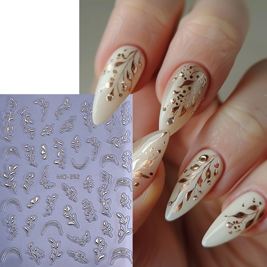    2 個の春夏の葉模様ネイルステッカー、DIY ネイル - Nail Art Rose Gold のレビューと価格